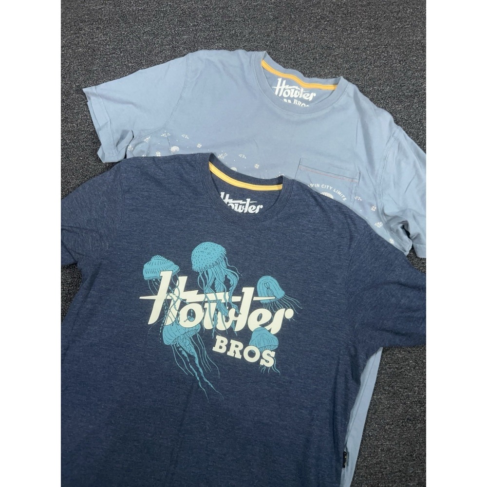 Howler Bros Pocket T Shirt Men Medium Blue Jellyfish Armadillo - Lot Of 2